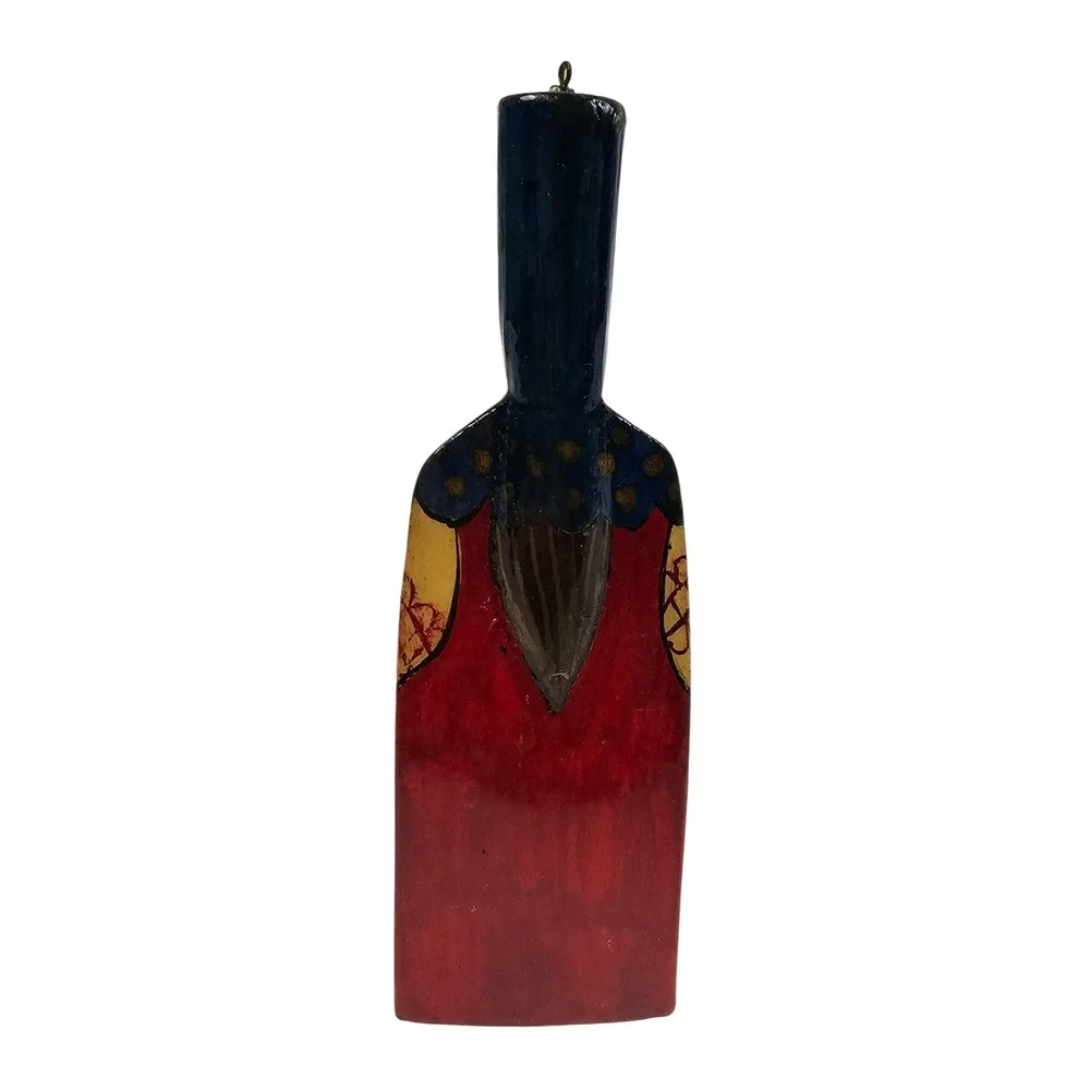 Vintage Hand Painted Wood Folk Art Figurine Russian Style Woman Ornament 5 Inch